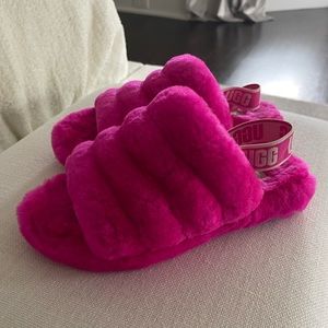 Women’s UGG Faux Fur Slippers in Hot Pink